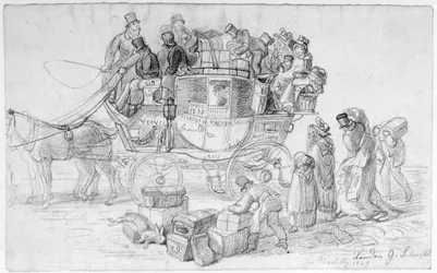 A West Country Mail Coach Leaving Piccadilly, 1829